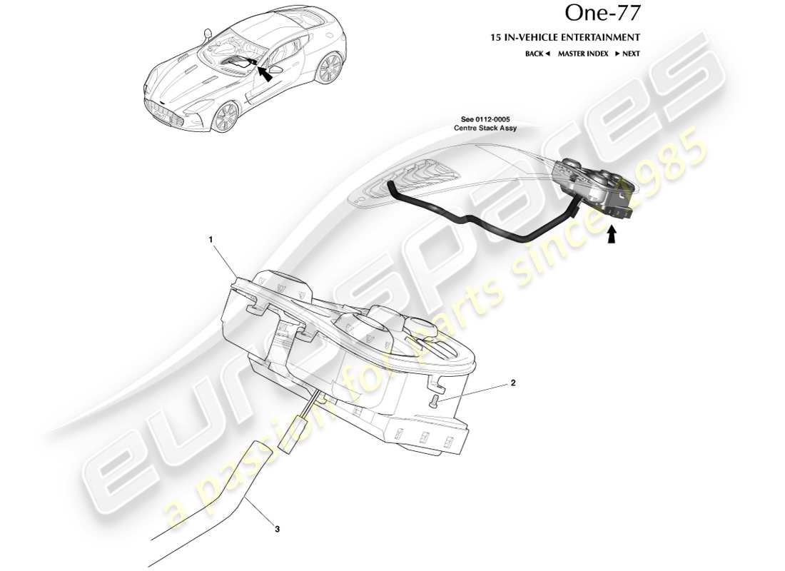 aston martin one-77 (2011) media controls part diagram