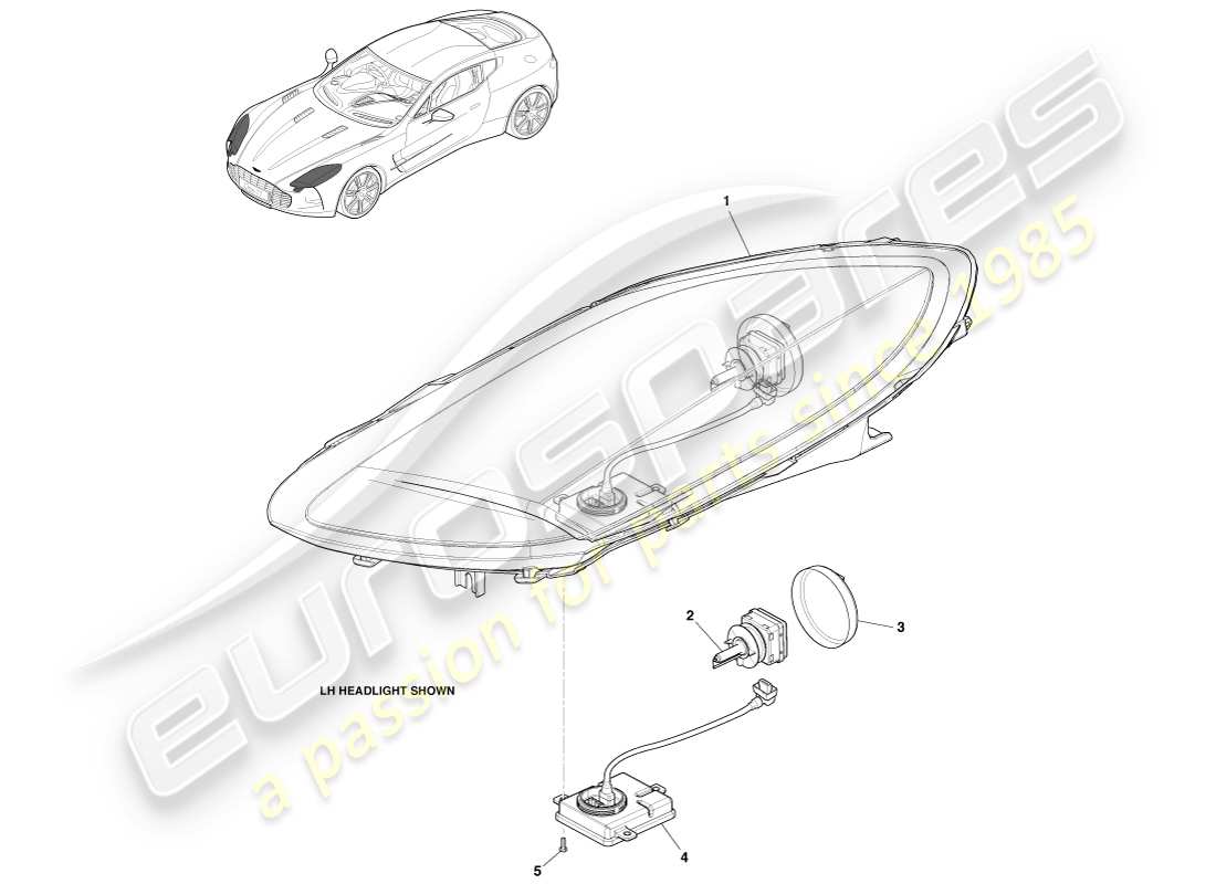 aston martin one-77 (2011) headlights part diagram