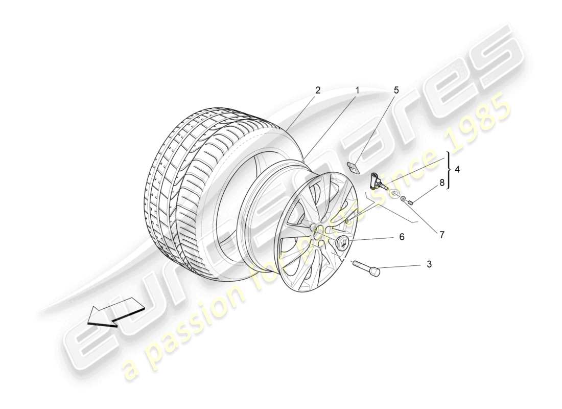 maserati levante (2018) wheels and tyres part diagram