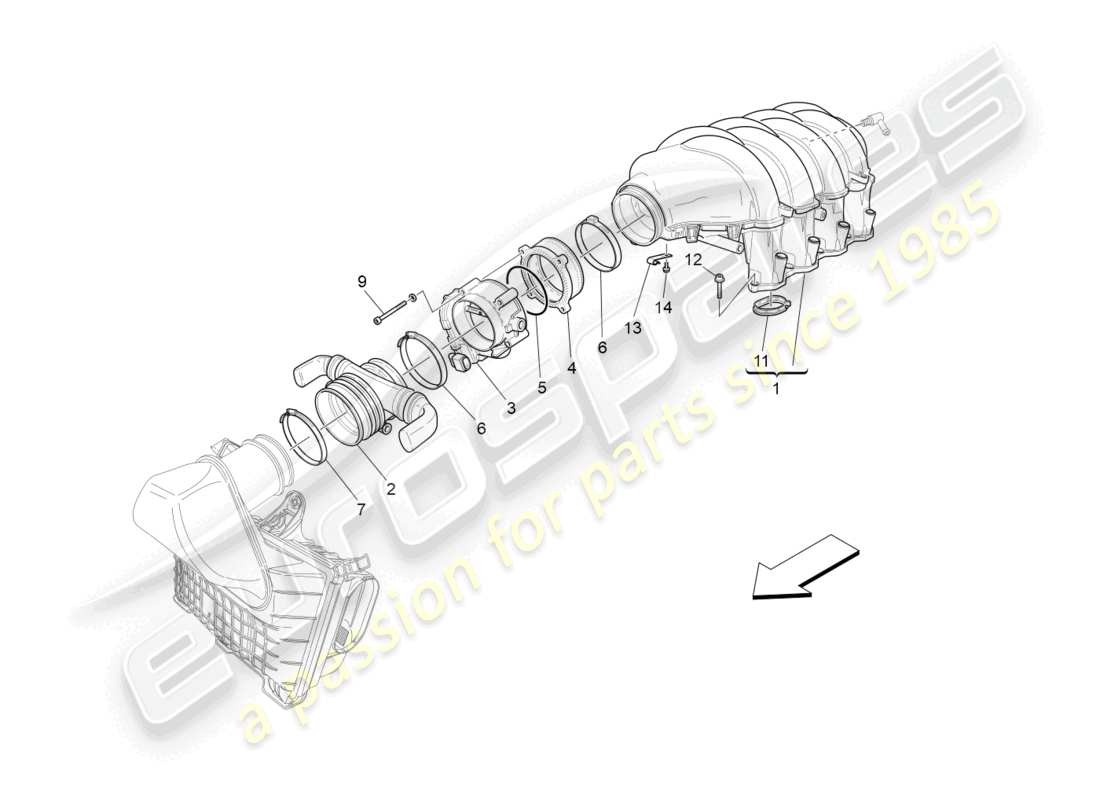 maserati grancabrio mc (2013) intake manifold and throttle body part diagram