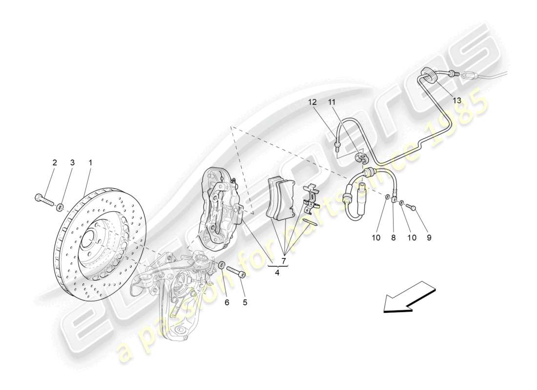 maserati grancabrio mc (2013) braking devices on front wheels part diagram