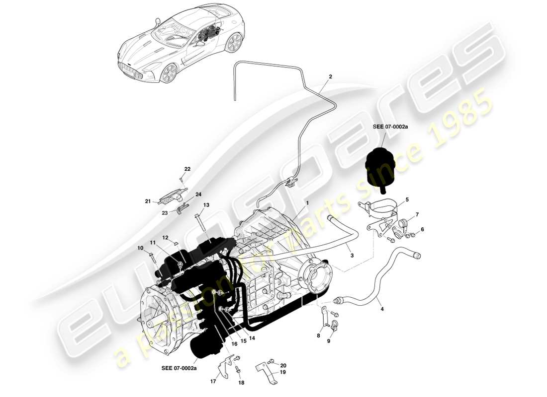 aston martin one-77 (2011) transmission assembly part diagram