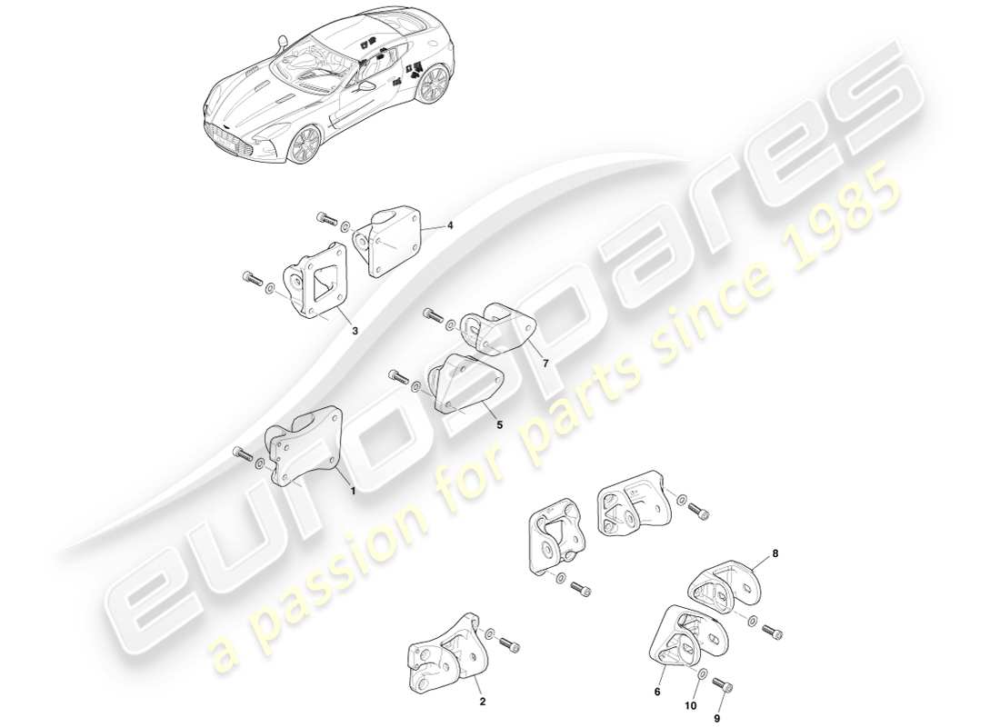 aston martin one-77 (2011) rear suspension mountings part diagram