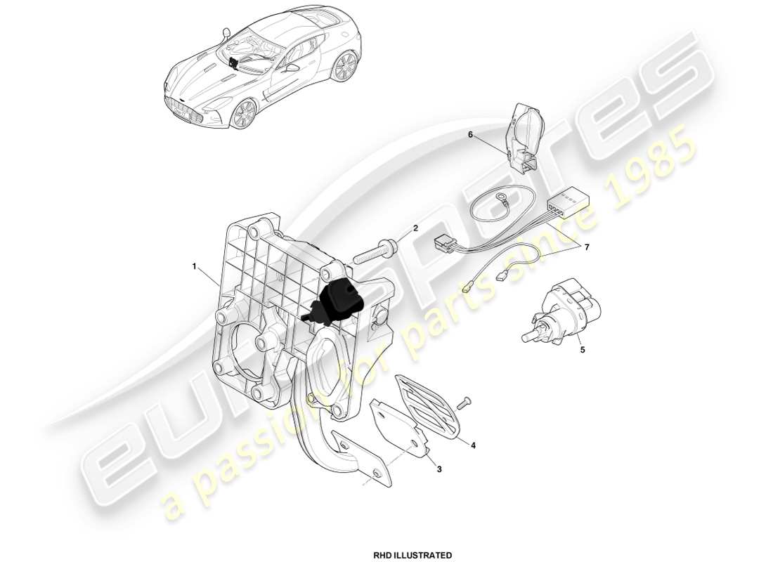 aston martin one-77 (2011) brake pedal assembly part diagram