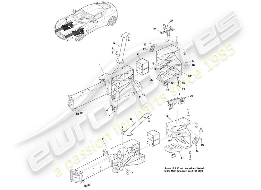 aston martin one-77 (2011) front structure part diagram