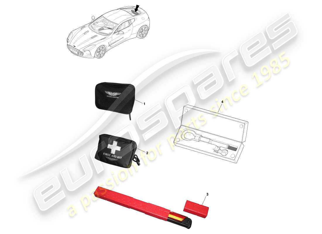 aston martin one-77 (2011) emergency equipment part diagram