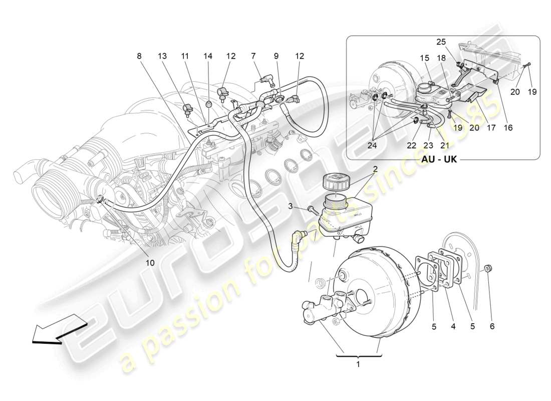 maserati grancabrio mc (2013) brake servo system parts diagram