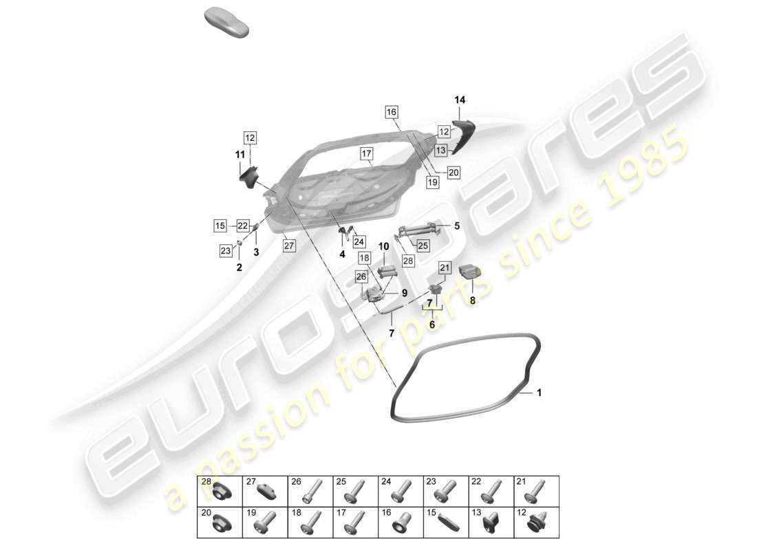 a part diagram from the porsche taycan parts catalogue