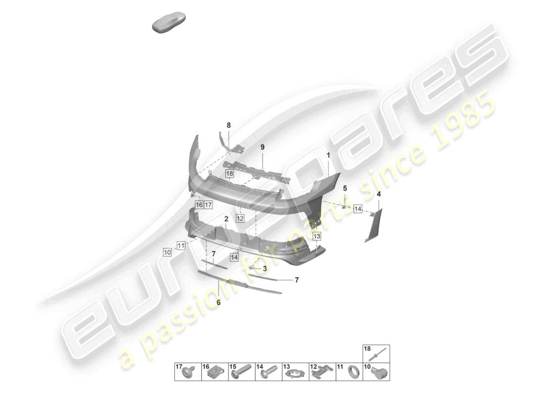 porsche 992 gt3/rs/st (2023) bumper rear gt3 rs part diagram