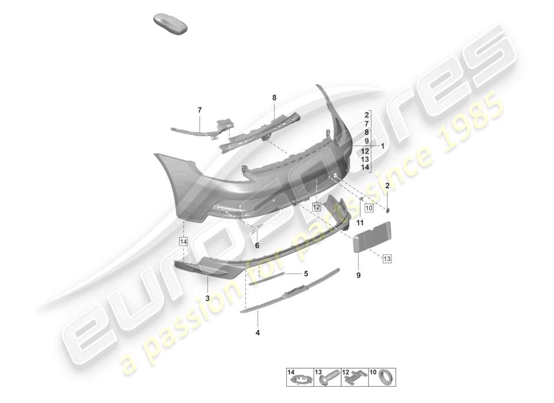 porsche 992 gt3/rs/st (2023) bumper rear gt3 part diagram