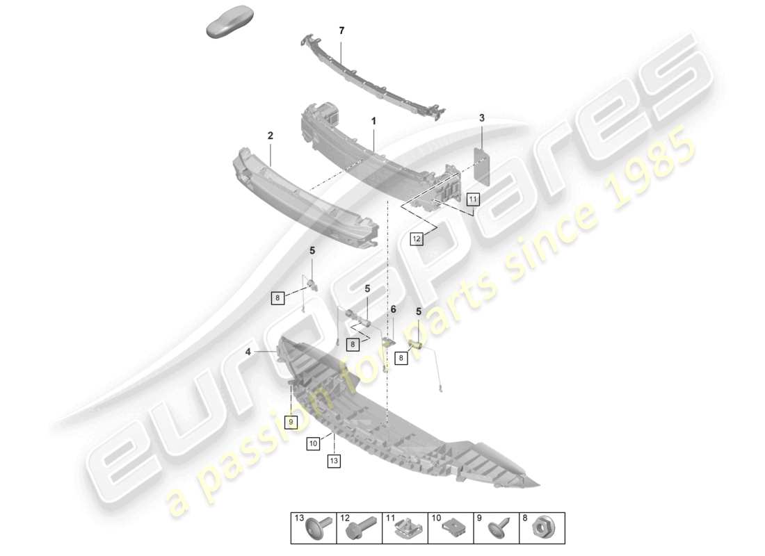 porsche 992 gt3/rs/st (2023) bumper carrier front gt3 rs part diagram