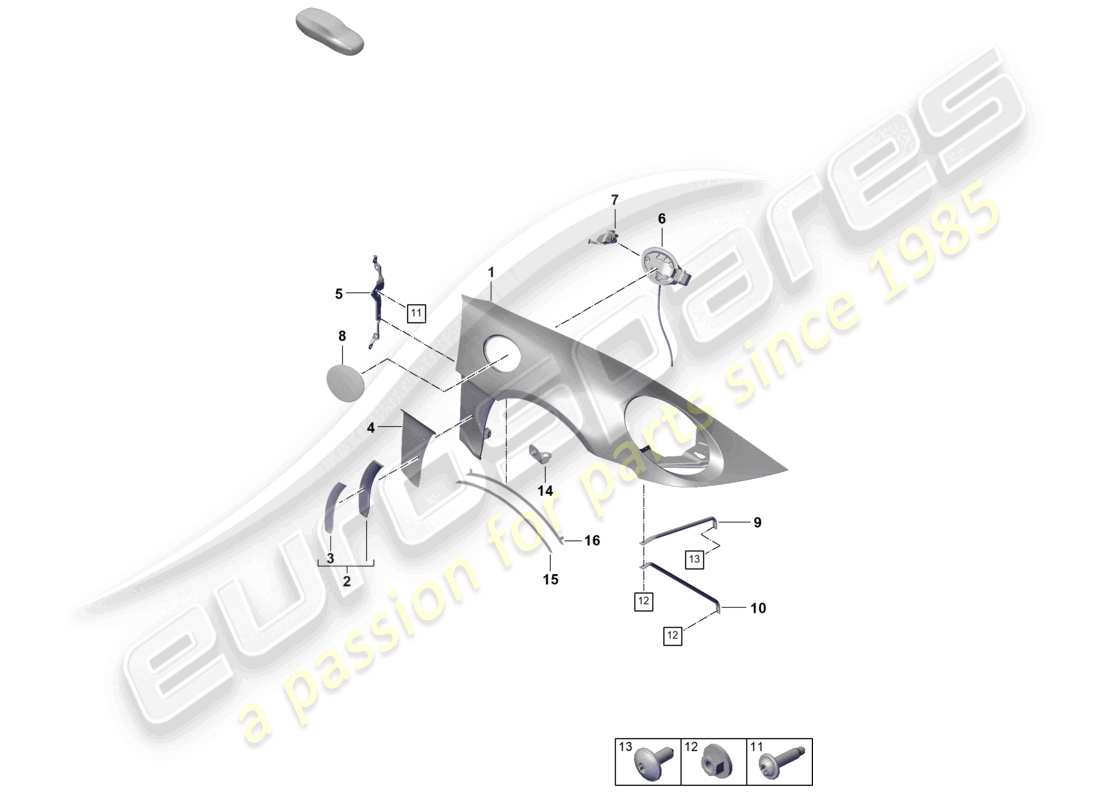 porsche 992 gt3/rs/st (2023) wing part diagram