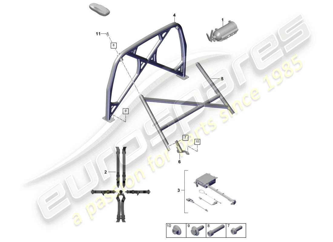 porsche 992 gt3/rs/st (2026) accessories club sport club sport part diagram