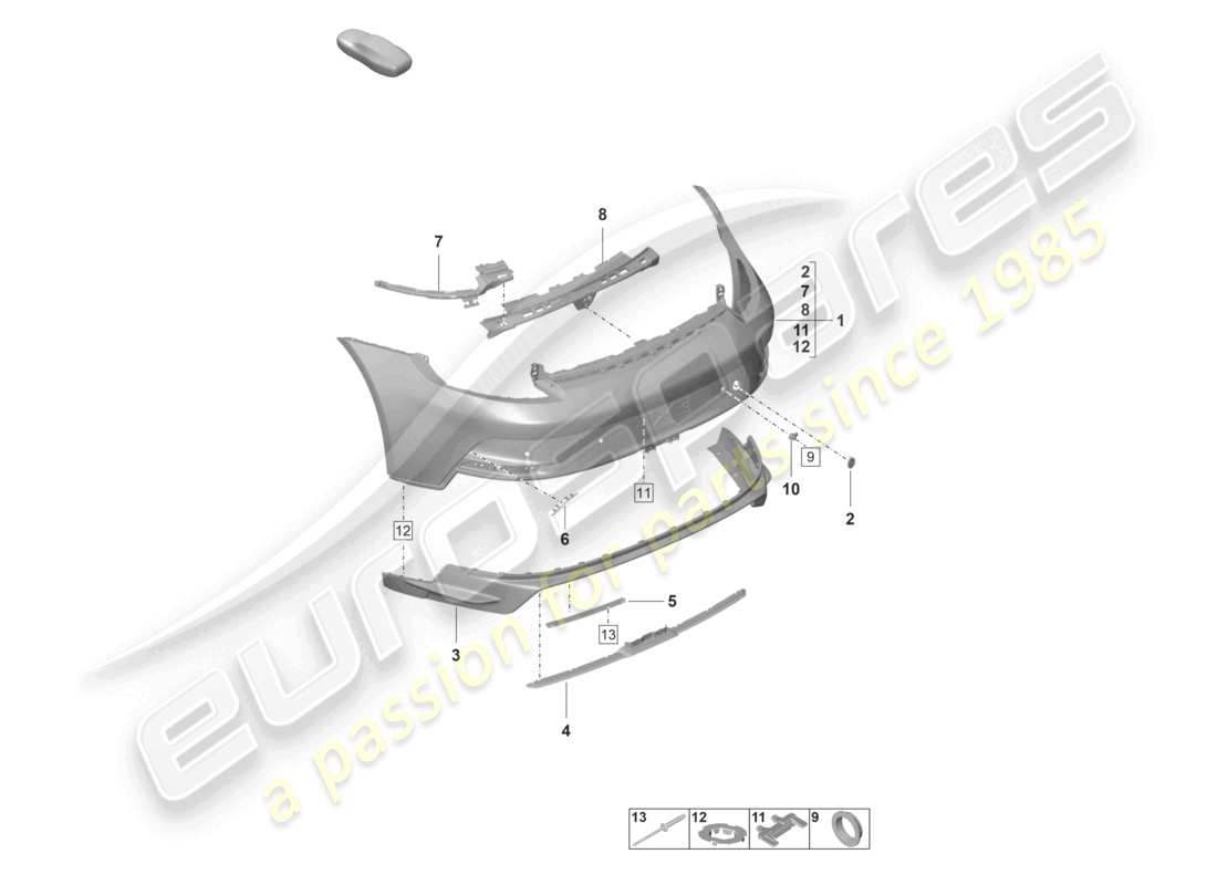 porsche 992 gt3/rs/st (2026) bumper rear gt3 part diagram