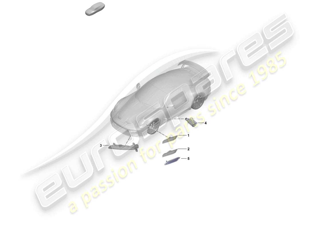 porsche 992 gt3/rs/st (2024) turn signal repeater side marker light led auxiliary light part diagram