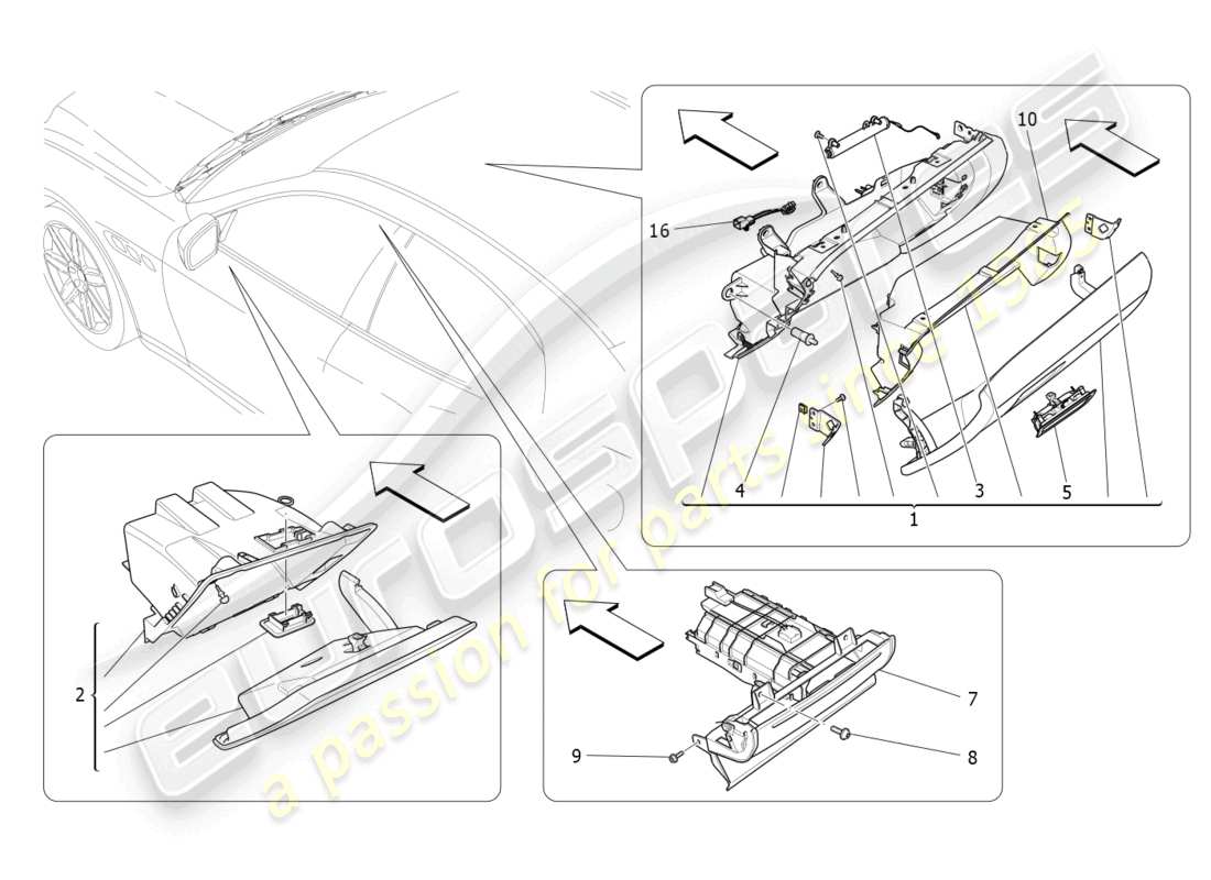 maserati ghibli fragment (2022) glove compartments parts diagram