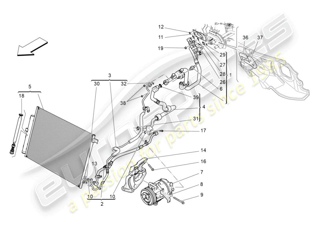 maserati levante (2020) a/c unit: engine compartment devices part diagram