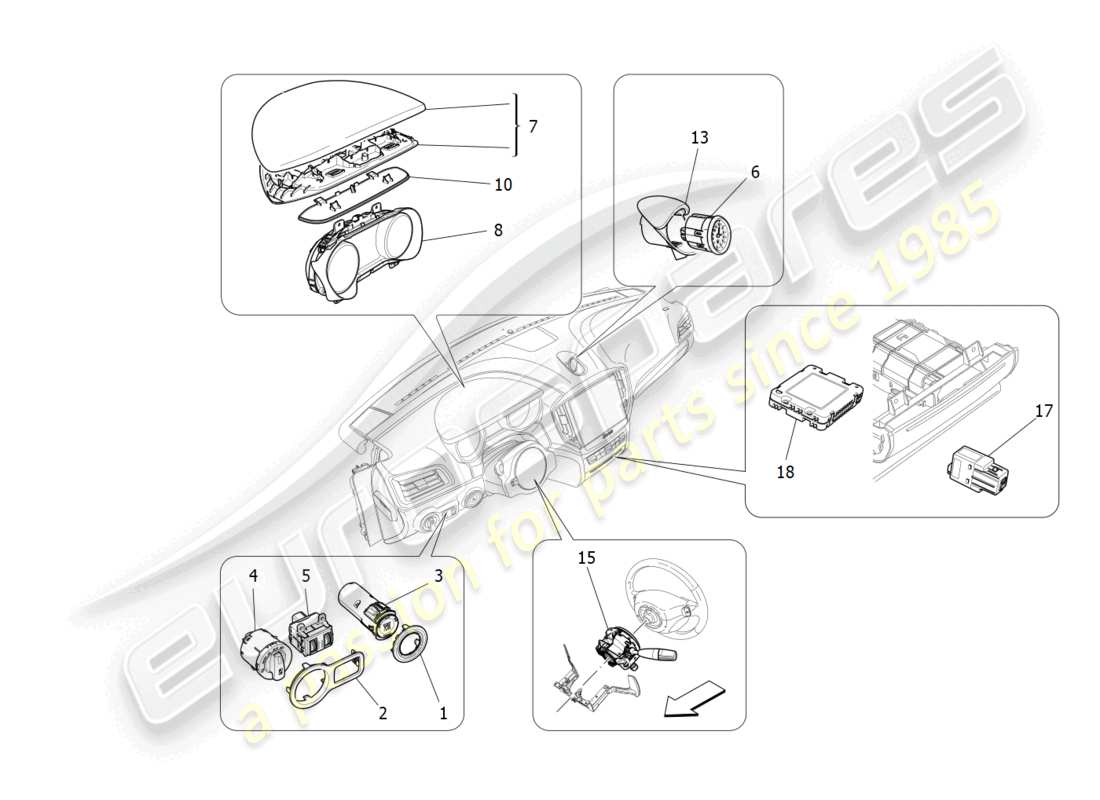 maserati ghibli fragment (2022) dashboard devices parts diagram