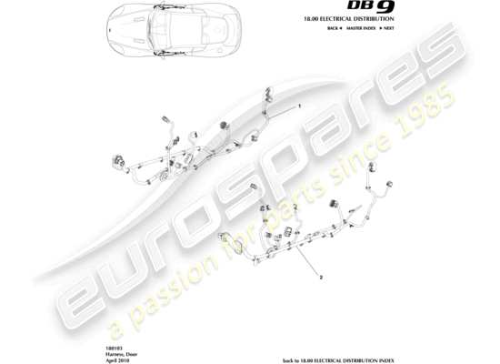 a part diagram from the aston martin db9 (2011) parts catalogue