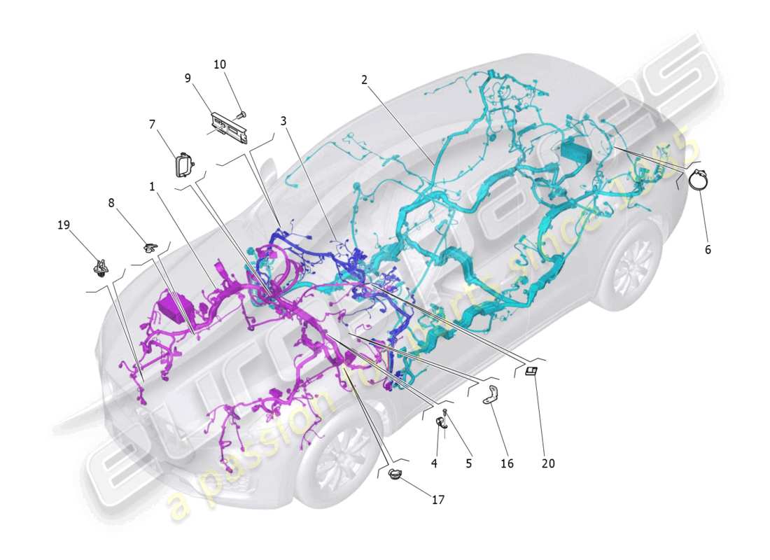 maserati levante (2019) main wiring parts diagram