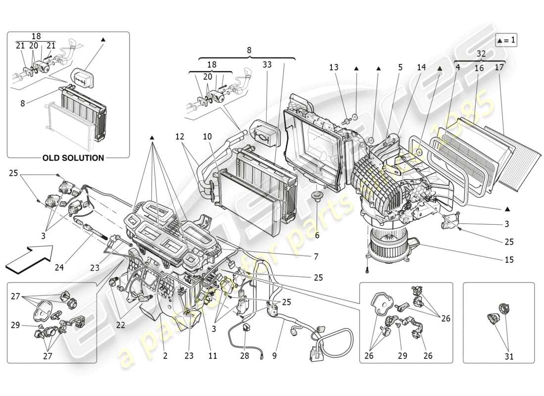 maserati ghibli fragment (2022) a/c unit: dashboard devices parts diagram