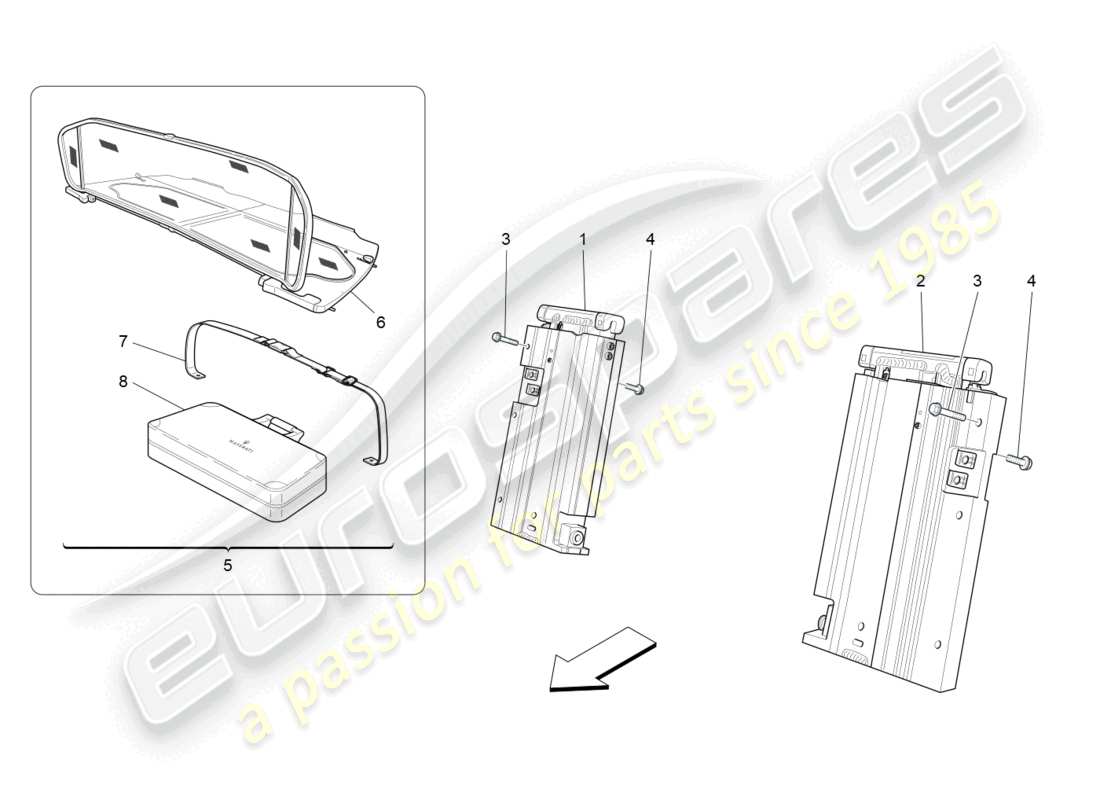 maserati grancabrio mc (2013) electrical capote: roll bar and accessories part diagram