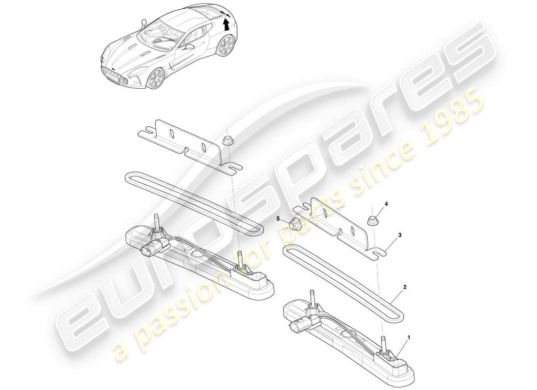 aston martin one-77 (2011) license plate lamps part diagram