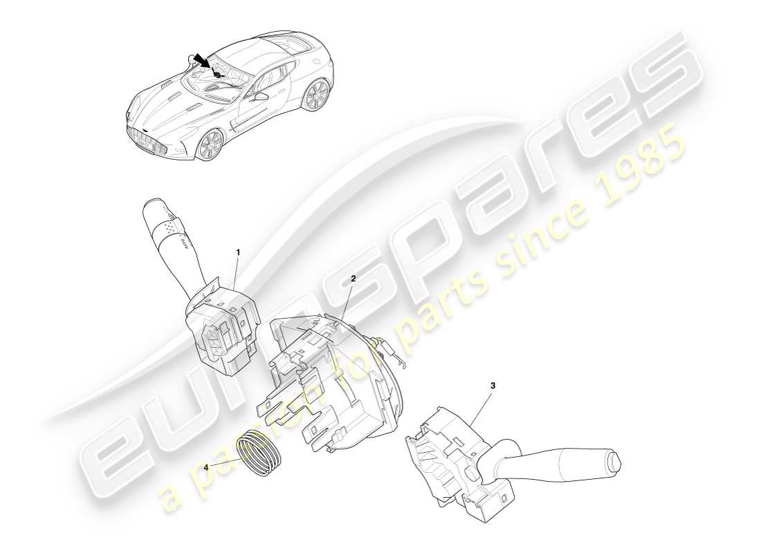 aston martin one-77 (2011) steering column switch part diagram