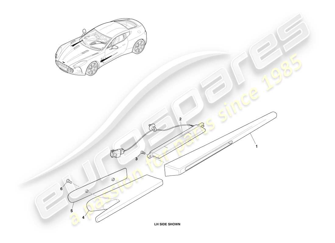 aston martin one-77 (2011) side repeaters part diagram