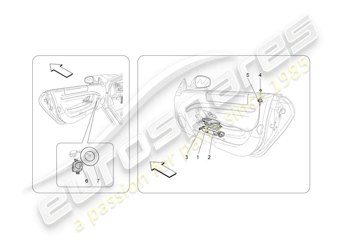 maserati granturismo mc stradale (2012) door devices parts diagram