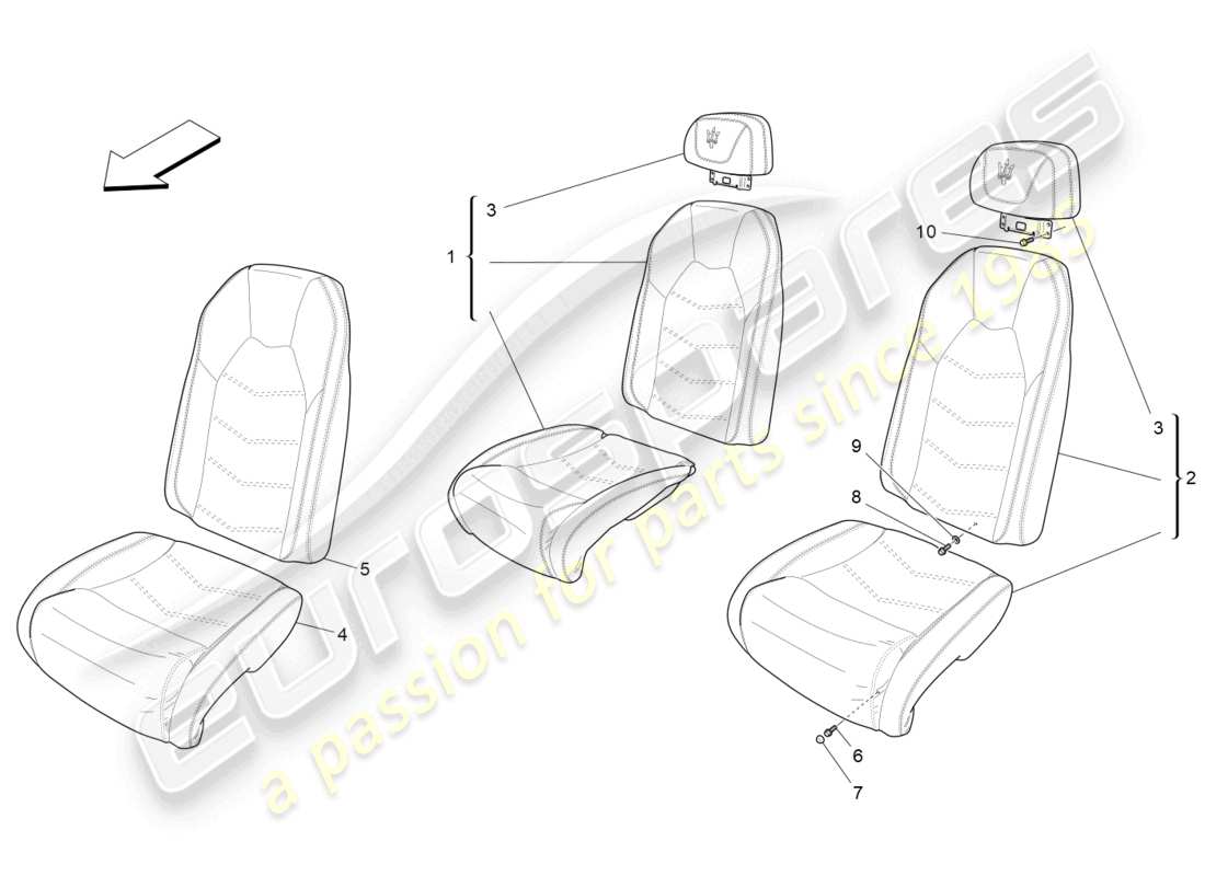 maserati grancabrio mc (2013) rear seats: trim panels parts diagram