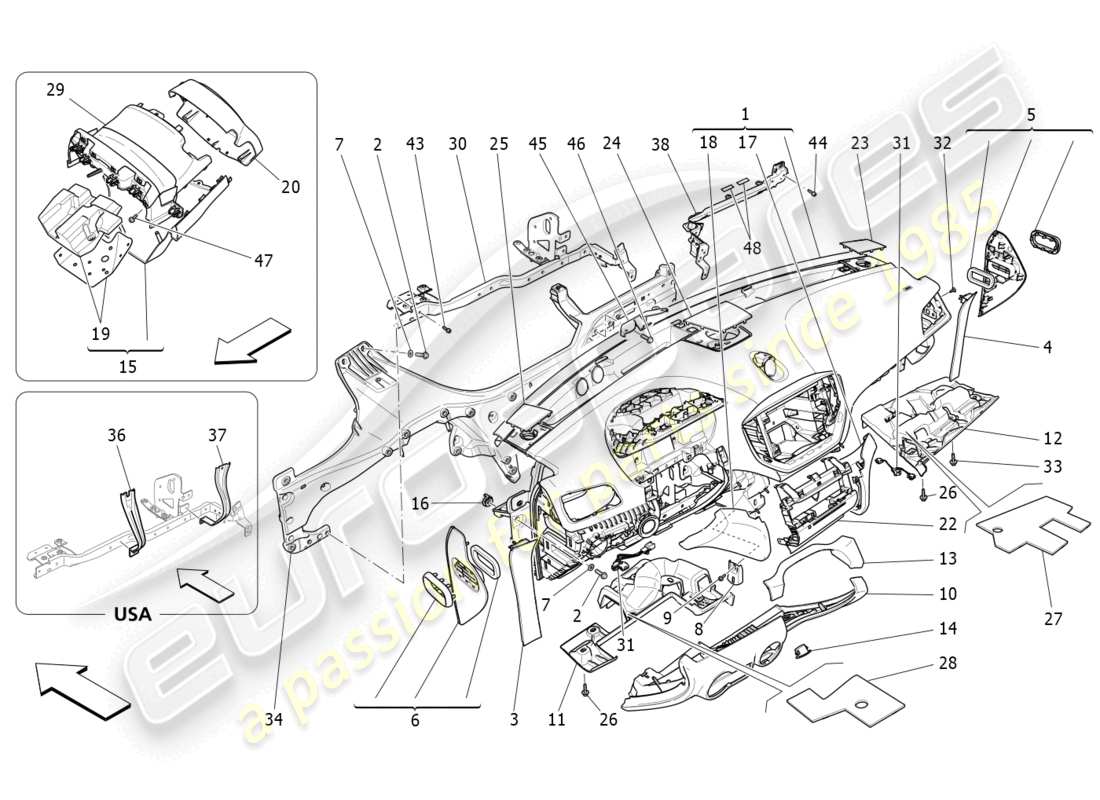 maserati ghibli (2016) dashboard unit parts diagram