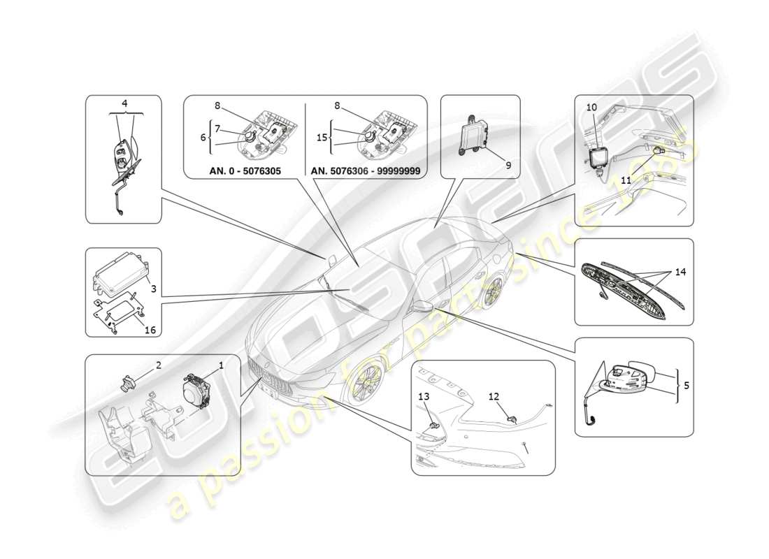 maserati ghibli fragment (2022) drive assistance system part diagram