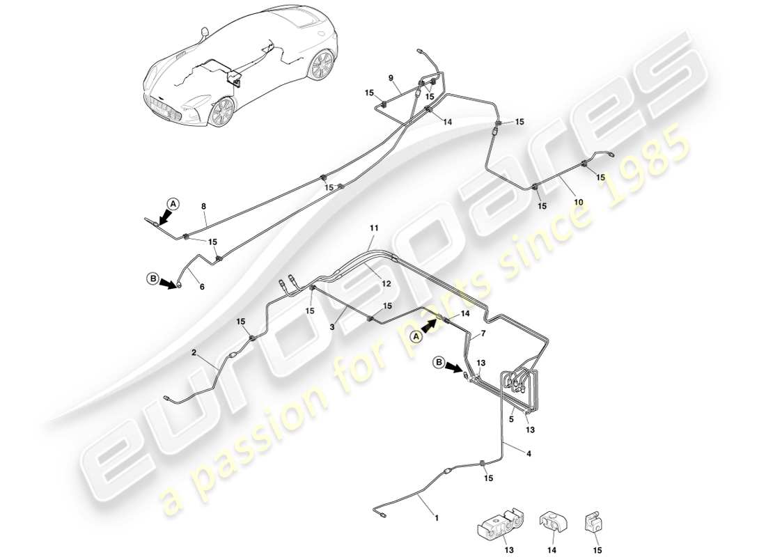 aston martin one-77 (2011) brake lines & hoses, rhd part diagram