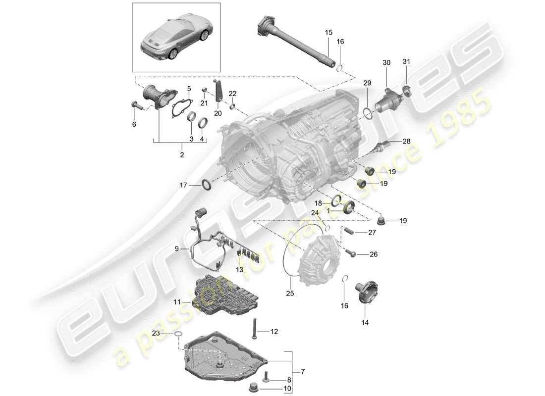 porsche 991 turbo (2018) - pdk - parts diagram