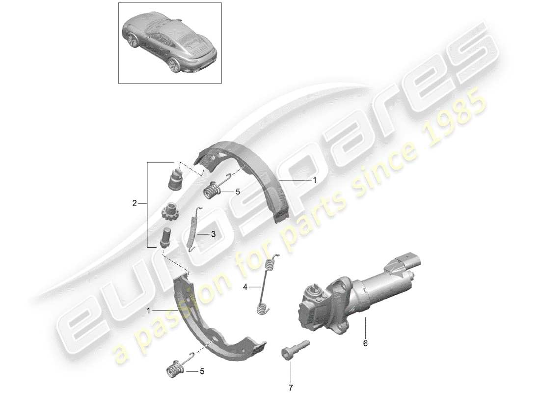 porsche 991 turbo (2018) parking brake parts diagram