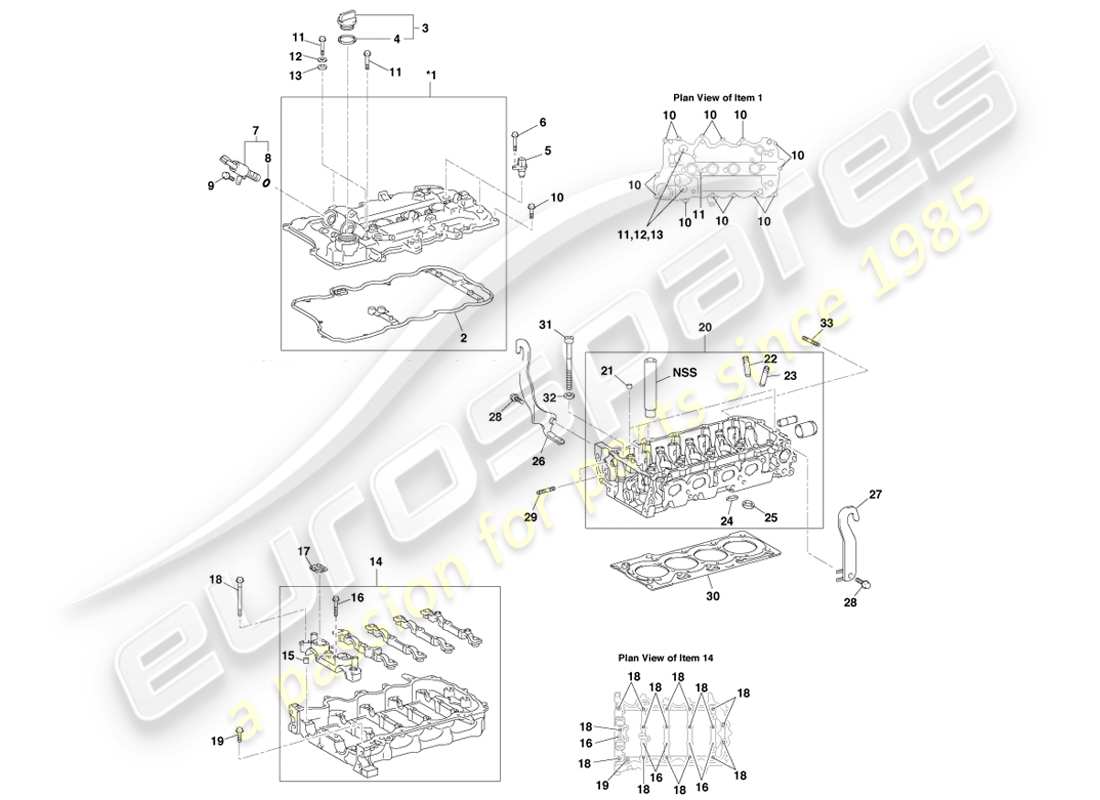 aston martin cygnet (2012) cylinder head parts diagram