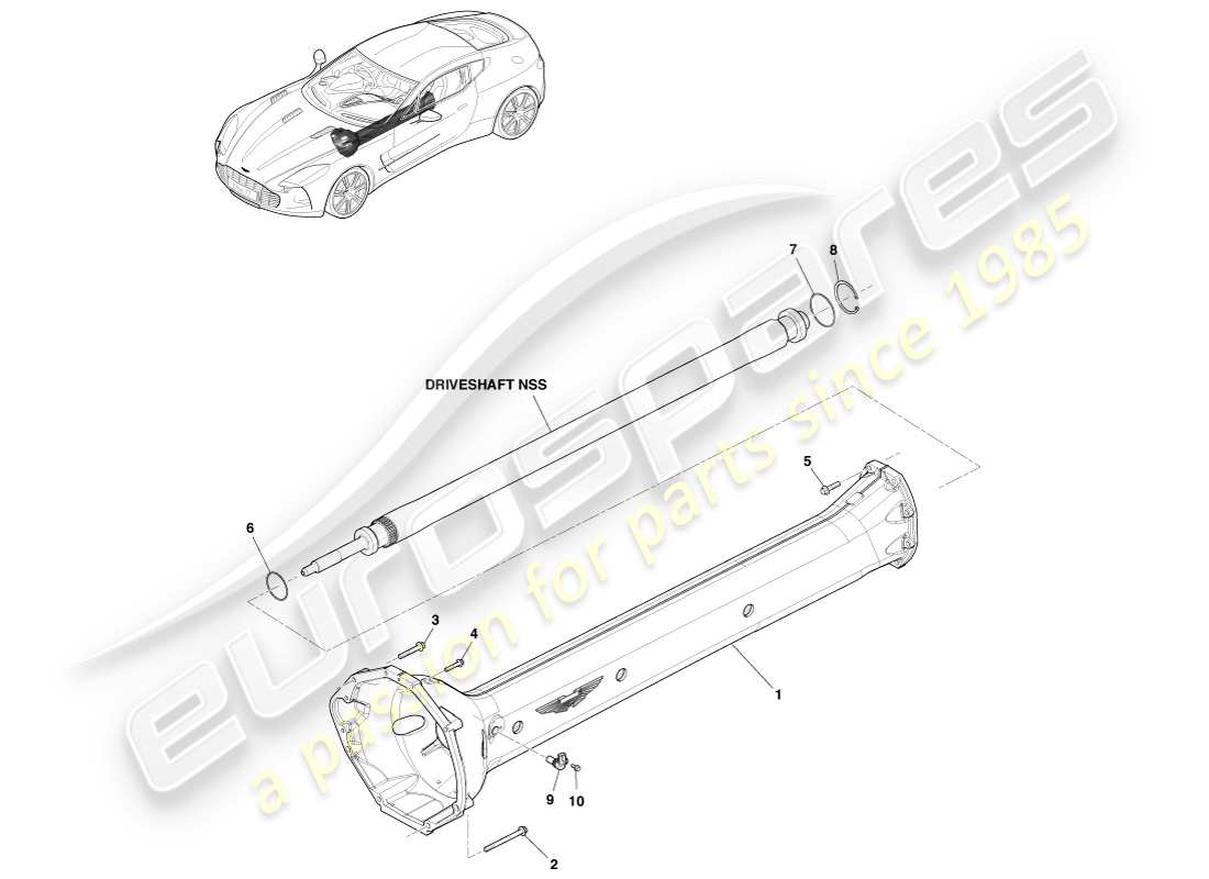 aston martin one-77 (2011) driveshaft assembly part diagram