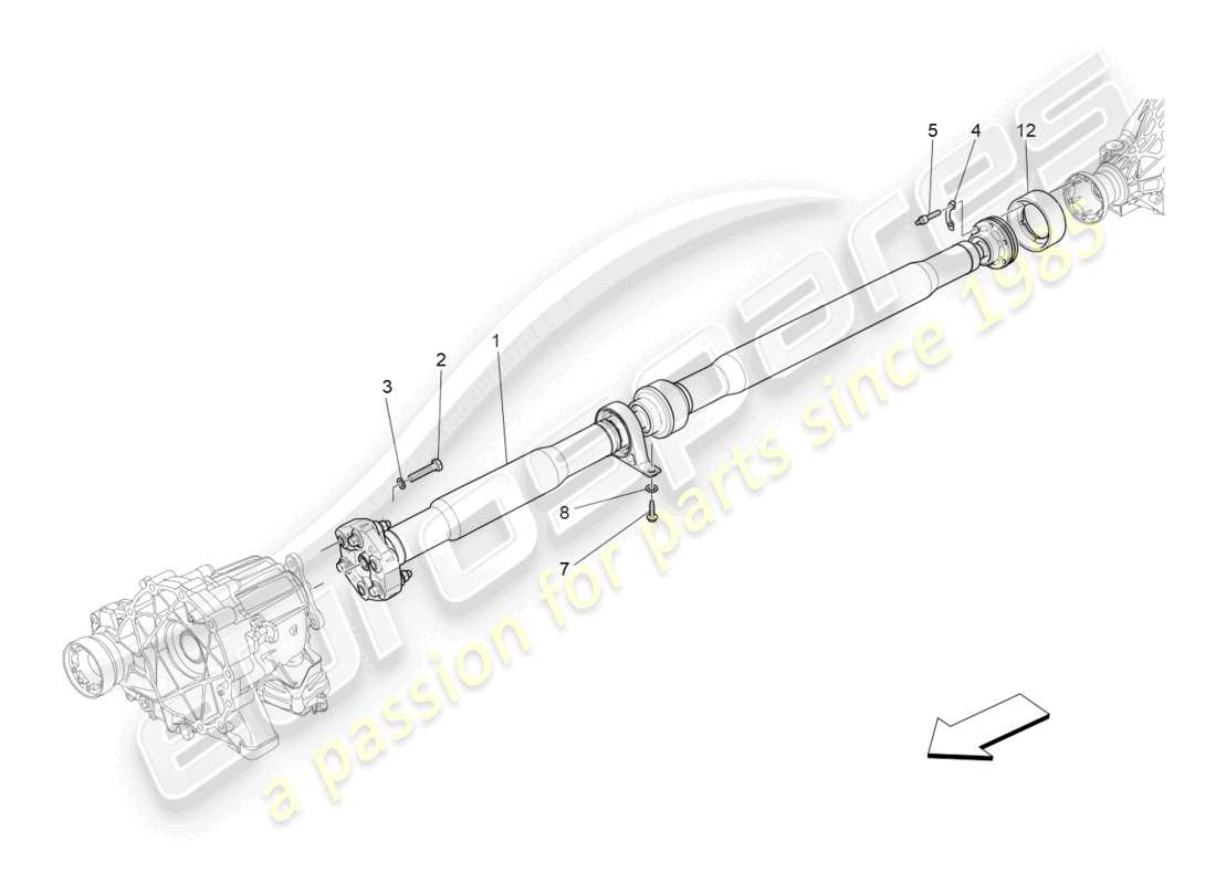 maserati ghibli fragment (2022) transmission shaft parts diagram