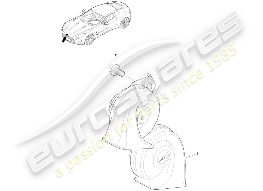 aston martin one-77 (2011) horn system part diagram