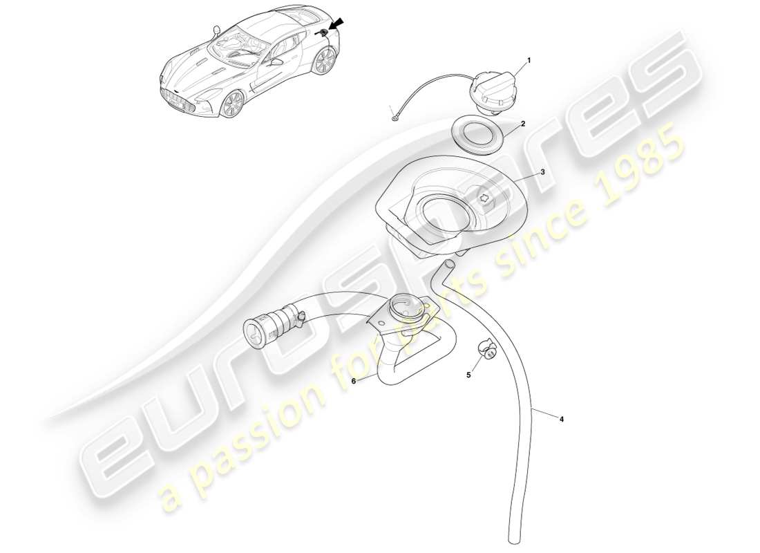 aston martin one-77 (2011) fuel filler part diagram