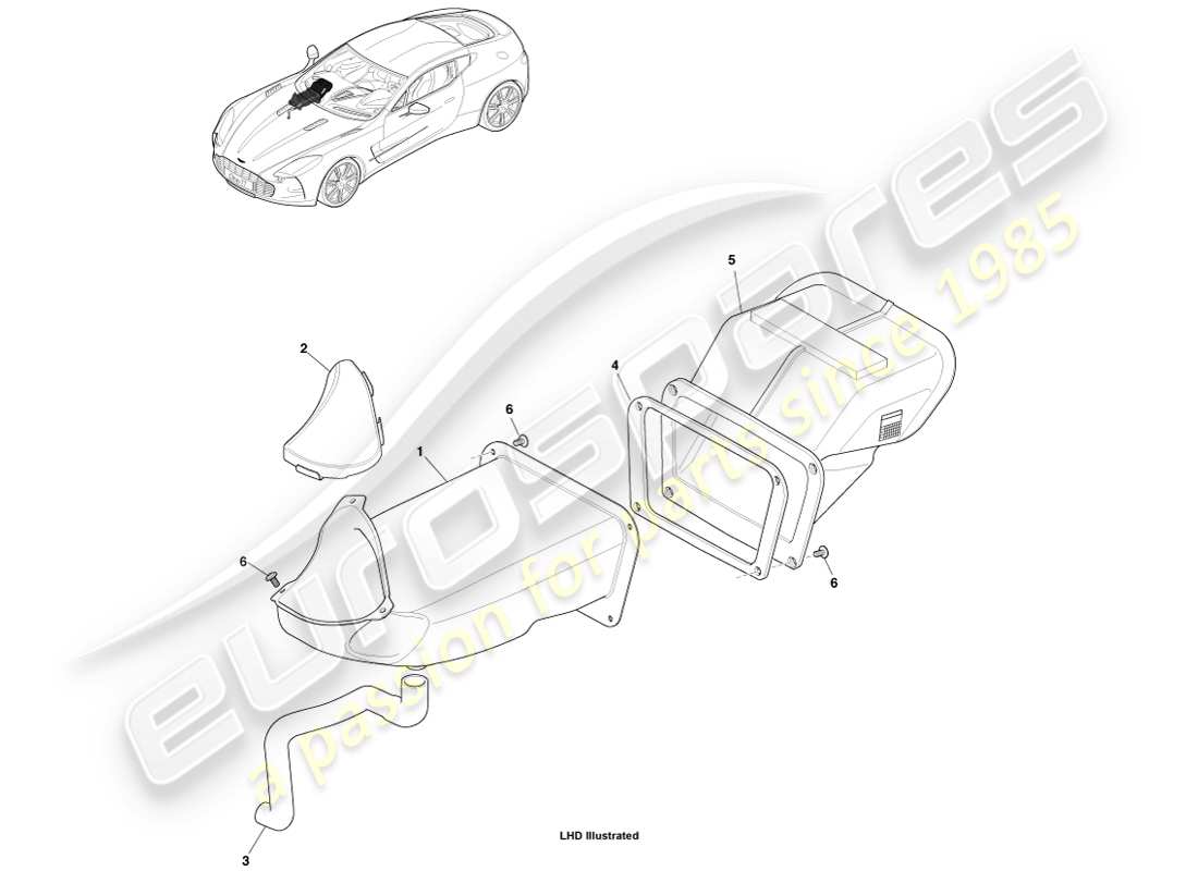 aston martin one-77 (2011) air intake ducts part diagram