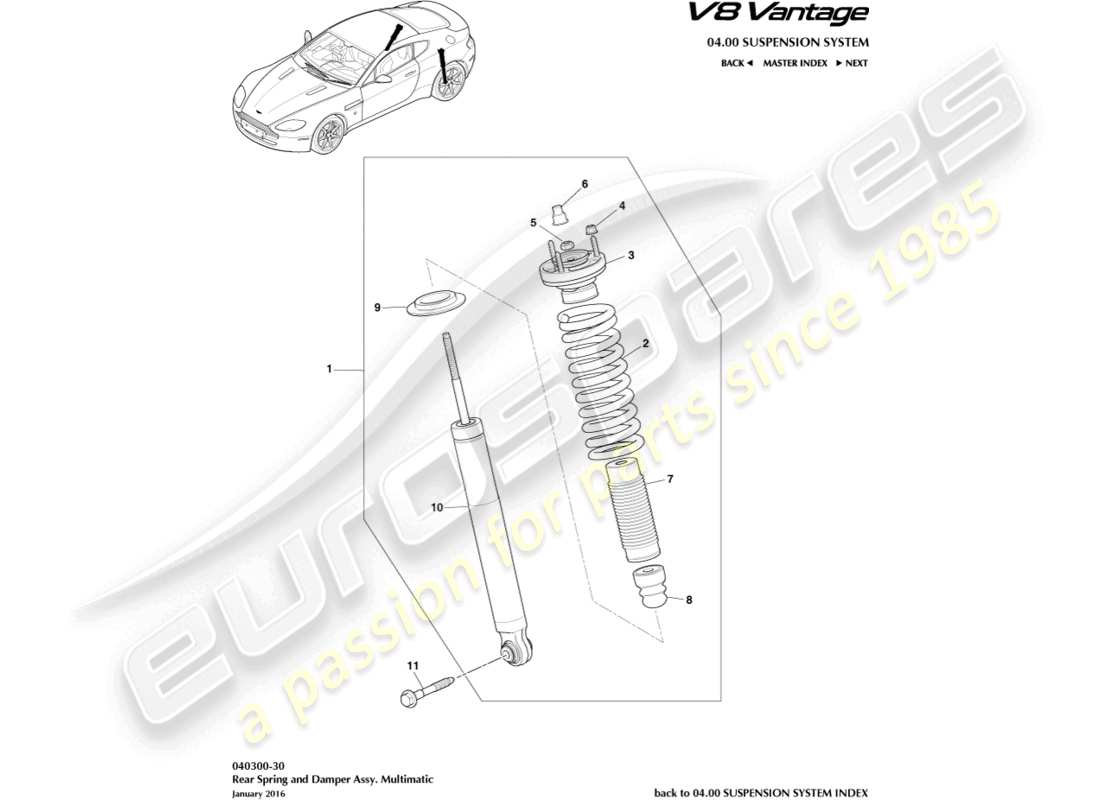 aston martin v8 vantage (2010) rear spring & damper, multimatic part diagram