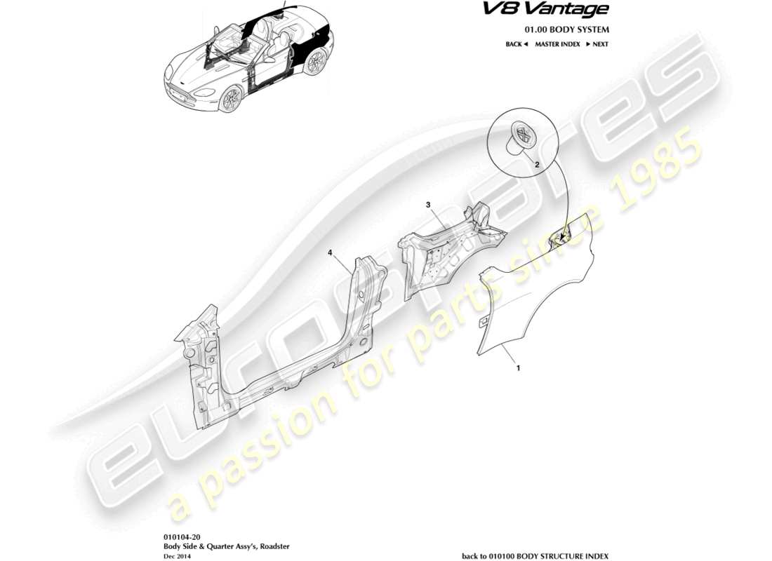 a part diagram from the aston martin v8 vantage (2010) parts catalogue