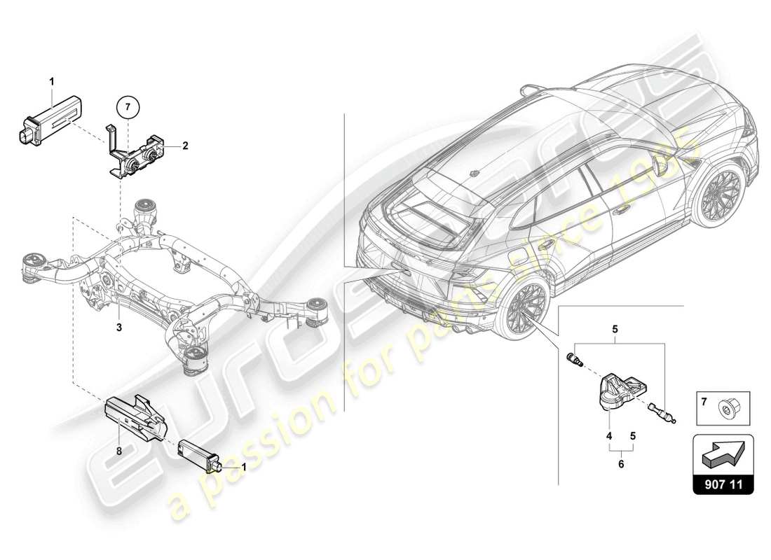 a part diagram from the lamborghini urus performante (2023) parts catalogue