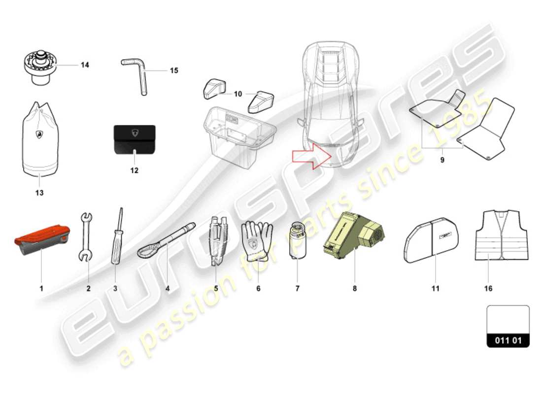 a part diagram from the lamborghini huracan tecnica parts catalogue