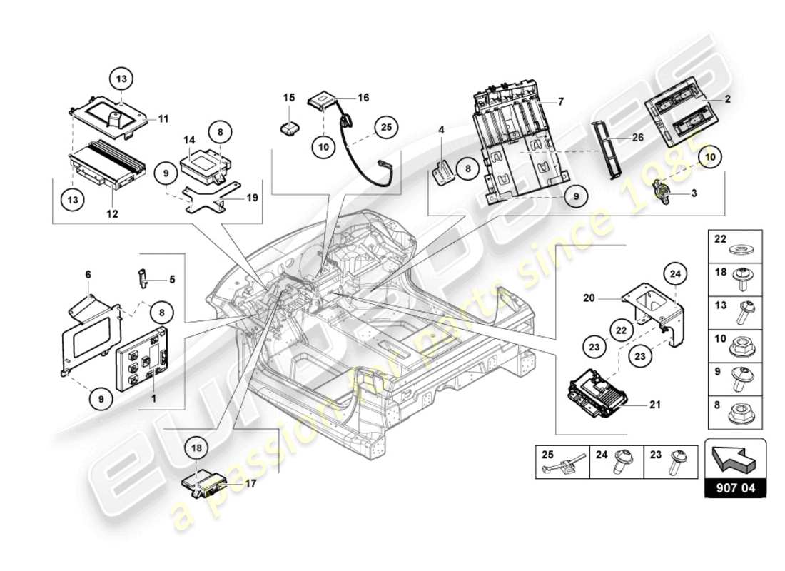 a part diagram from the lamborghini aventador ultimae parts catalogue