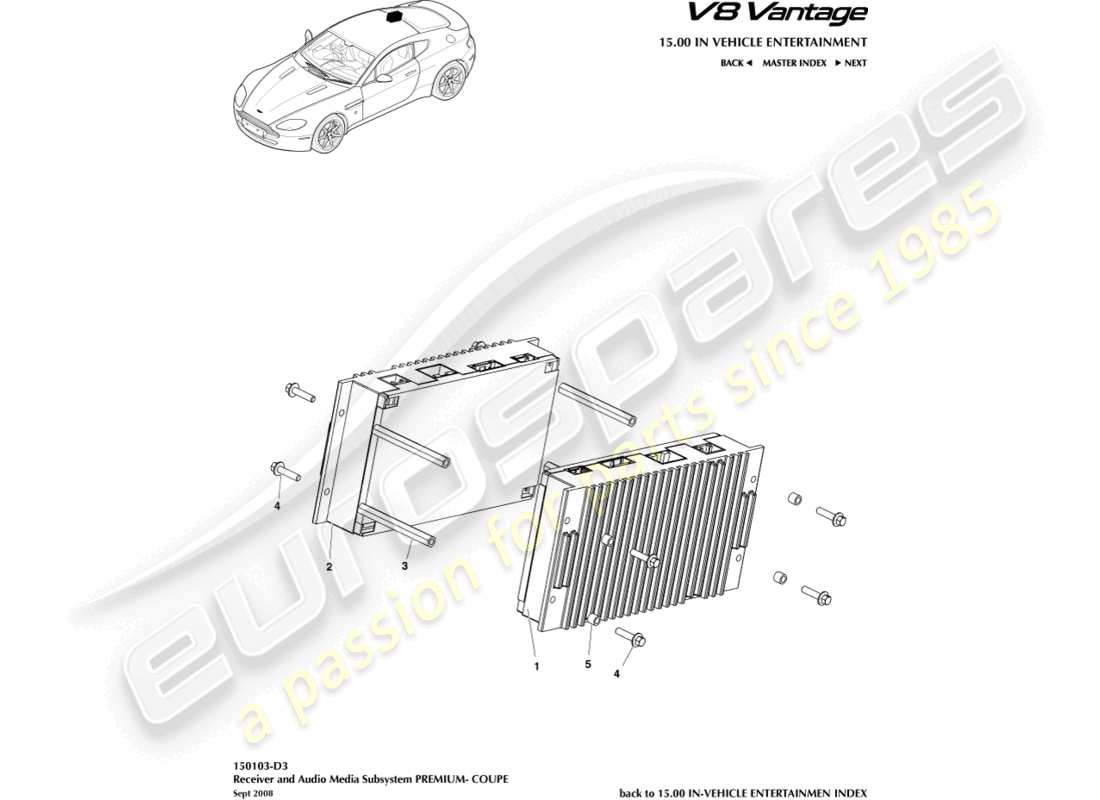 aston martin v8 vantage (2009) premium amplifiers, coupe part diagram