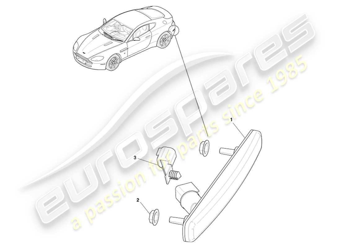 aston martin v8 vantage (2005) rear side markers part diagram