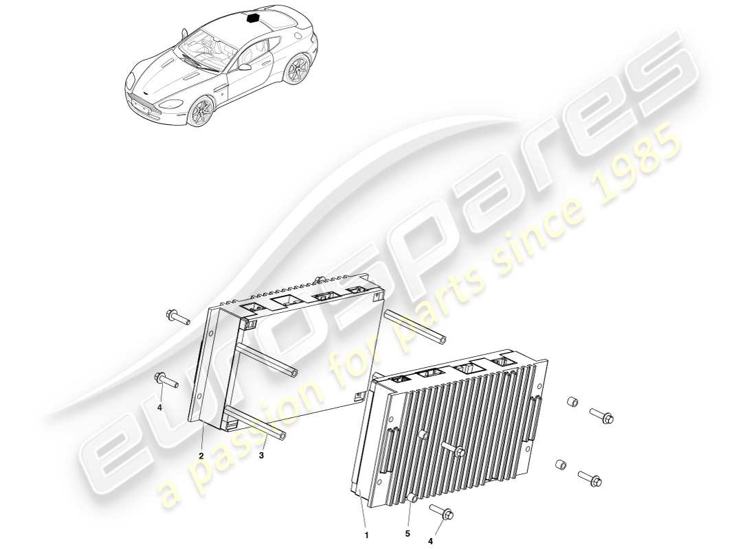 aston martin v8 vantage (2005) premium amplifiers, coupe part diagram